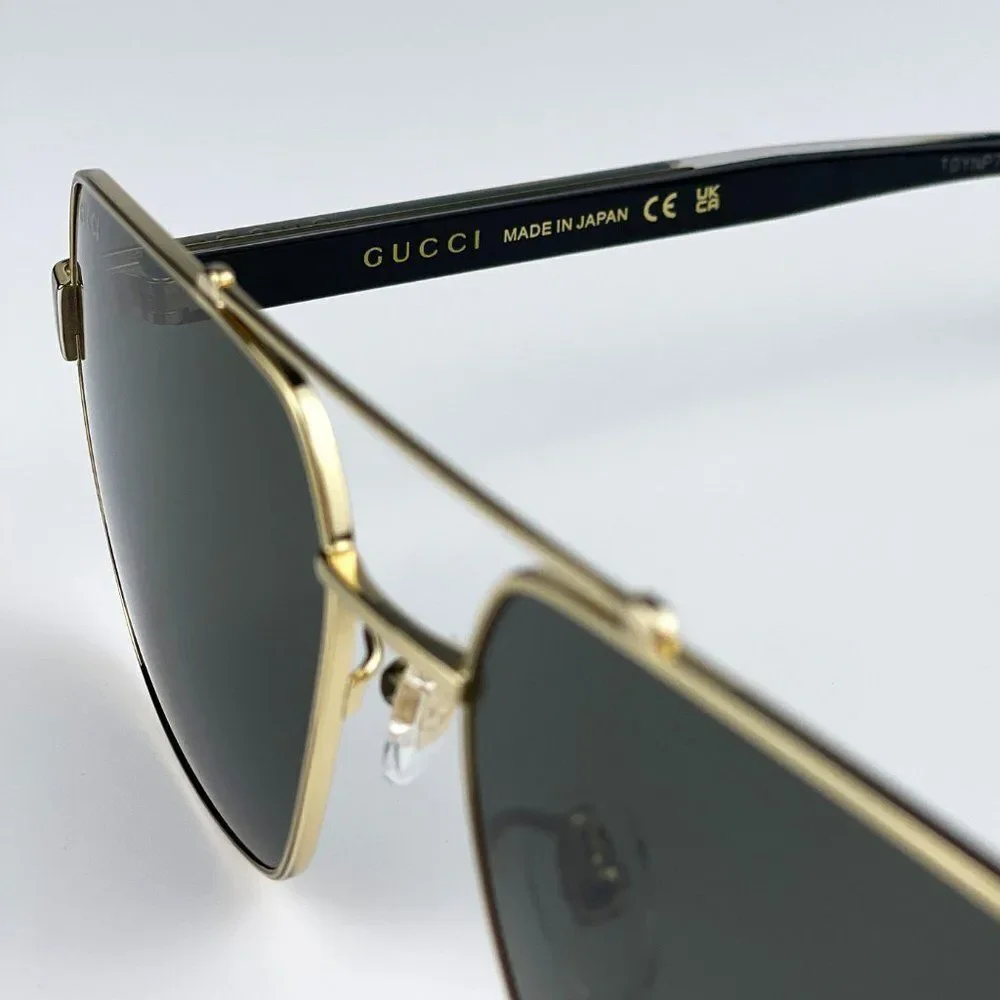 NEW Gucci GG0529S 001 Gold Black Grey Oversized Pilot Unisex Sunglasses